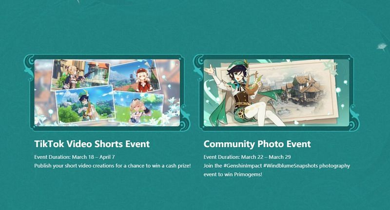 The two upcoming events in update 1.4 for Genshin Impact (Image via miHoYo)