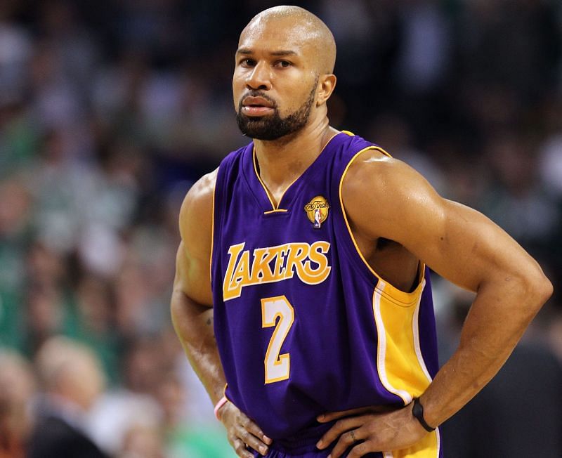 Derek Fisher playing for the LA Lakers