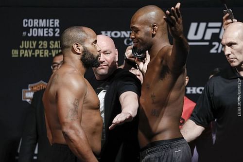 Daniel Cormier facing off against Jon Jones.