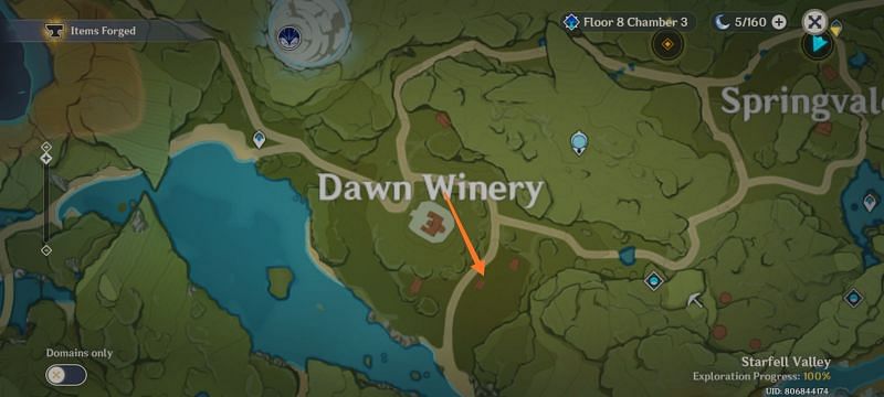 Radish location near Dawn Winery (Image via Genshin Impact)