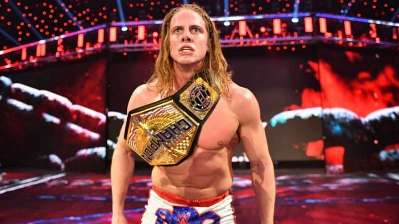 Riddle with the WWE United States title.