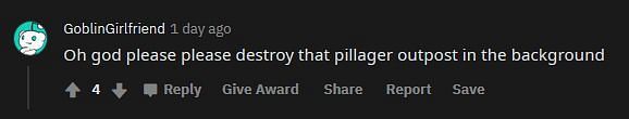 A bloodthirsty Redditor who has been wronged by Pillagers in the past (Image via Reddit)