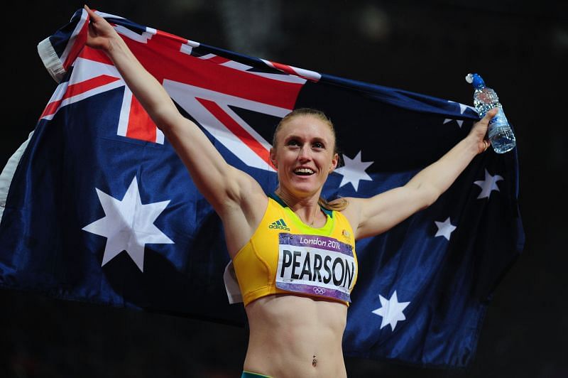 Sally Pearson after winning 100m hurdles gold in 2012 Olympics