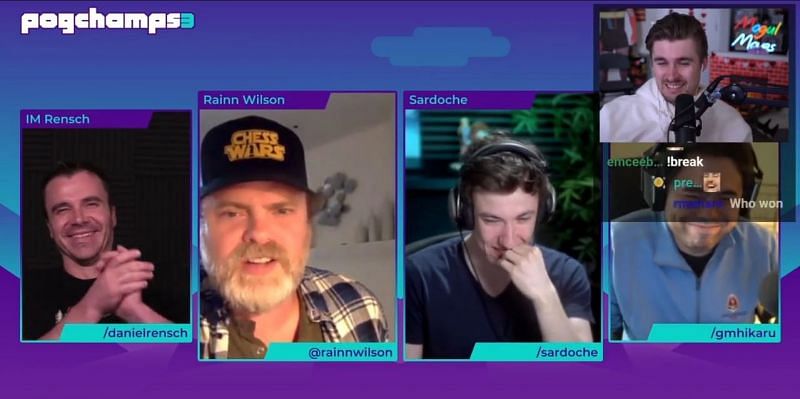 Rainn Wilson&#039;s hilarious response had the panel in splits after he lost PogChamps 3(image via Twitch, Chess)