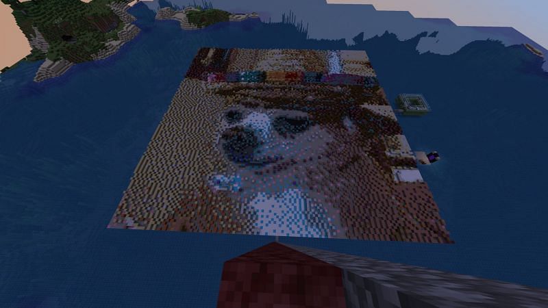 Minecraft Dog with sombrero map art (Image via u/coco22642 on Reddit)