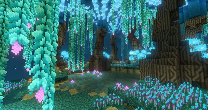 A beautiful new biome which can be found in this modpack! (Image via Curseforge)