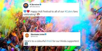 Football clubs take to Twitter to wish a happy Holi to those celebrating