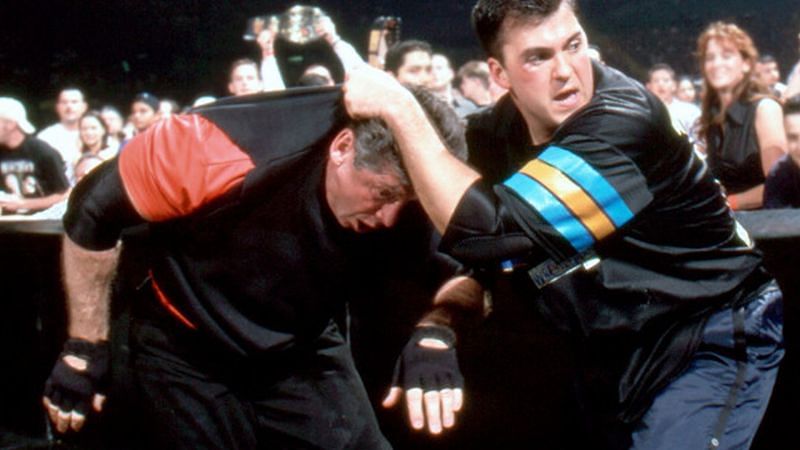 It was father vs son at WrestleMania X-Seven as Vince McMahon faced off against Shane McMahon