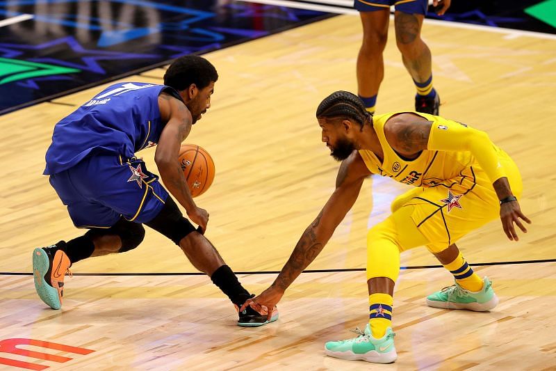 Kyrie Irving vs Paul George in the 2021 NBA All-Star Game.