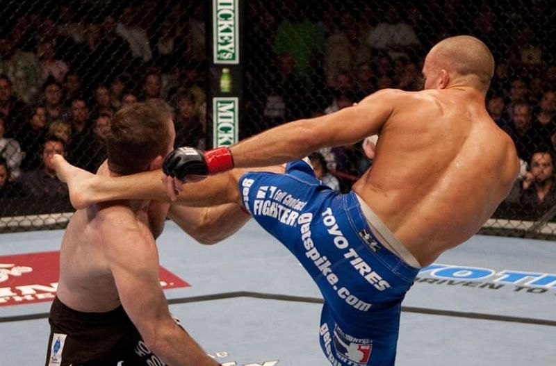 Georges St. Pierre ended Matt Hughes&#039; time atop the UFC welterweight division with this head kick at UFC 65