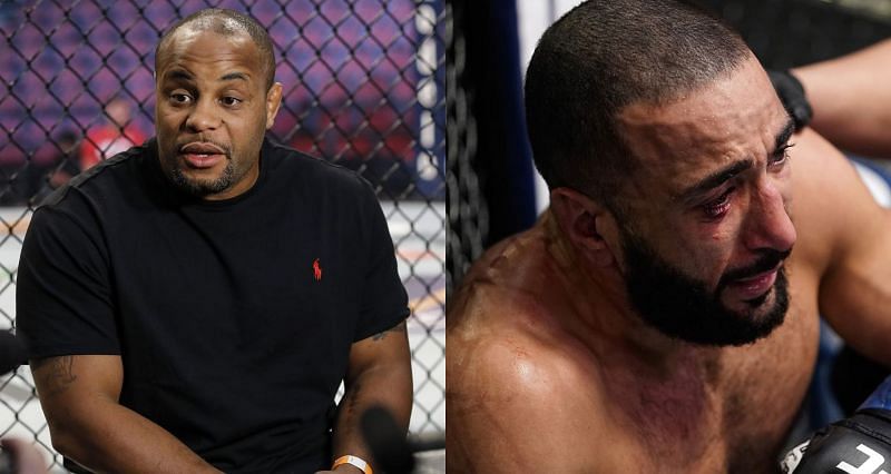 Daniel Cormier (Left) and Belal Muhammad during UFC Vegas 21 (Right)