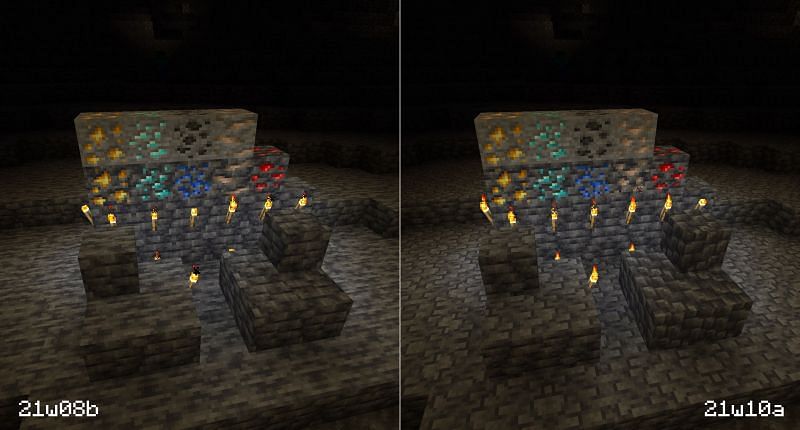 The updated ore textures (Image via Minecraft Official)