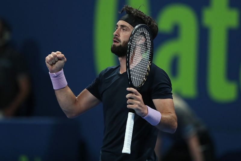 Nikoloz Basilashvili after beating Roger Federer