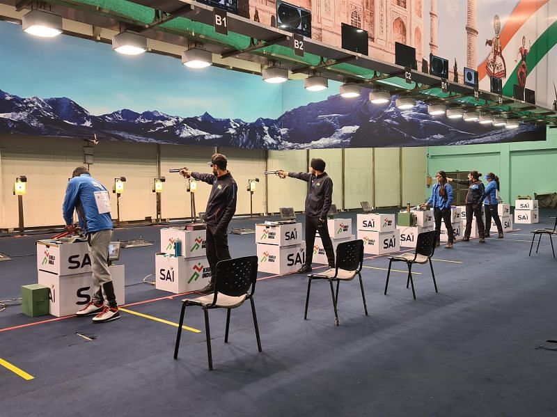 The Indian shooting team preparing for ISSF World Cup 2021 (Image source: NRAI website)