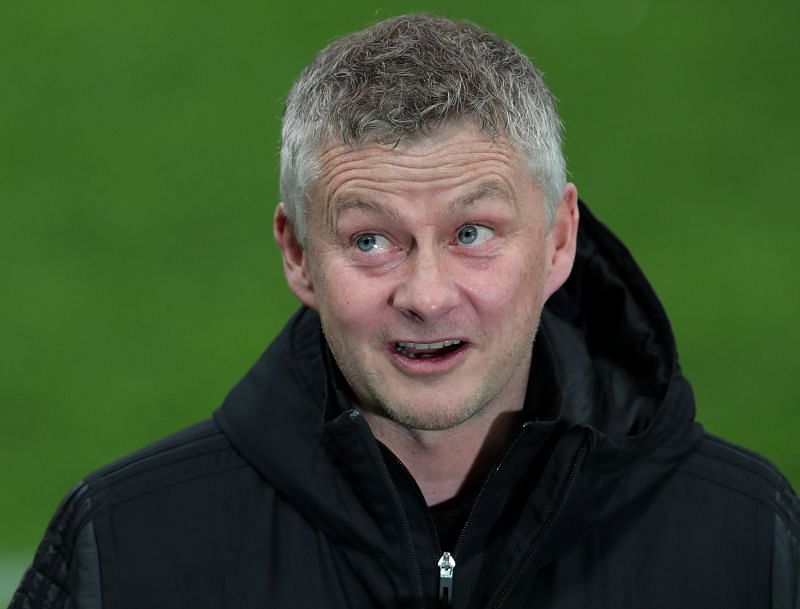 Manchester United manager Ole Gunnar Solskjaer looks on during the Europa League tie against AC Milan