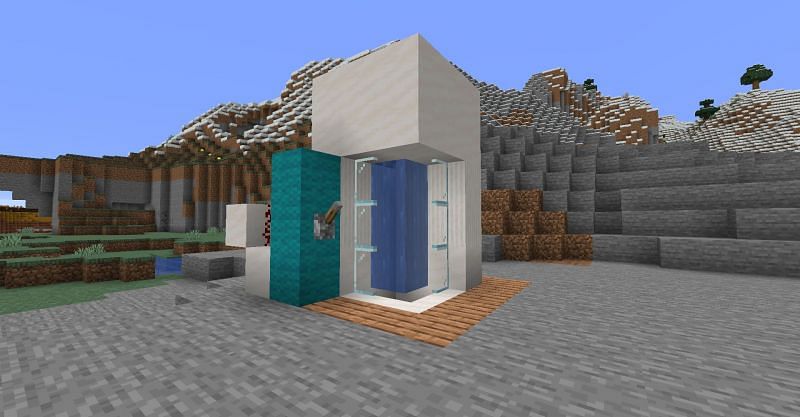 A completed fully functional Minecraft shower. (Image via Minecraft)