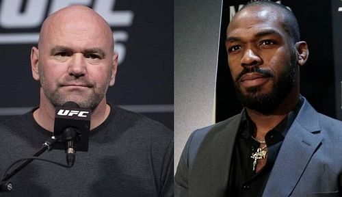 Dana White (left); Jon Jones (right)