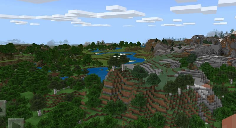View from spawn in the air (Image via Minecraft)