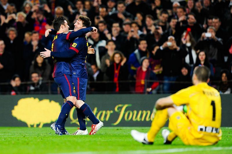 David Villa and Lionel Messi