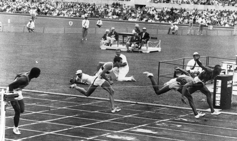 Lee Calhoun from the USA wins the 1960 Rome Olympics gold