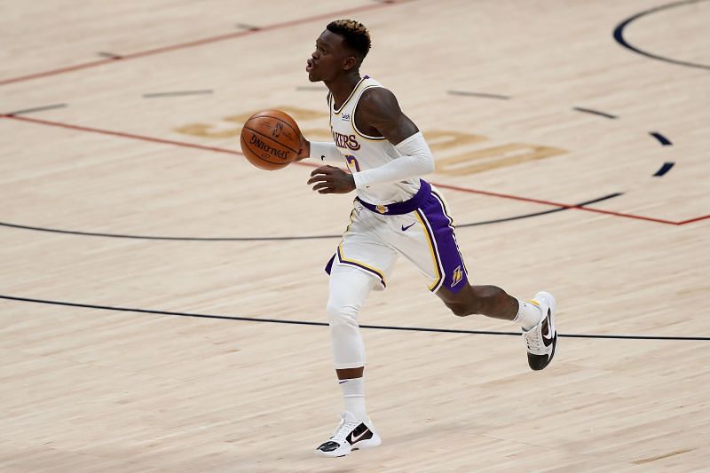 Dennis Schroder #7of the Los Angeles Lakers