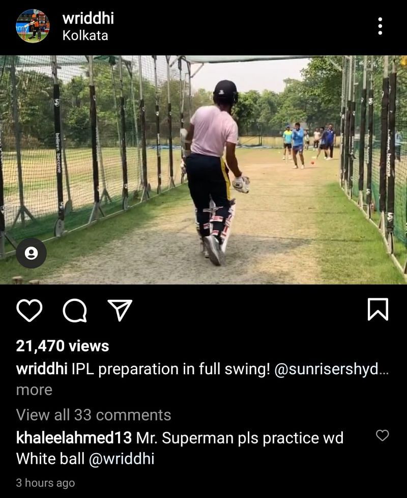 Khaleel Ahmed&#039;s comment on Wriddhiman Saha&#039;s recent Instagram post