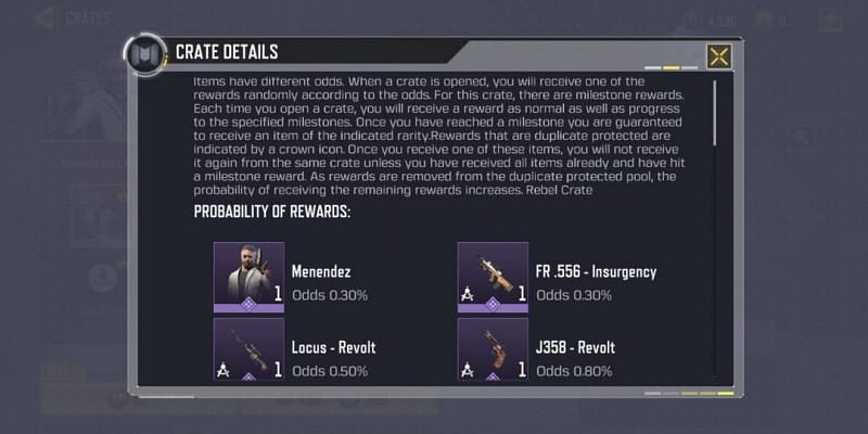 Rewards in Rebel Crate