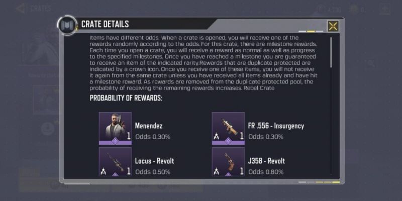 Rewards in Rebel Crate