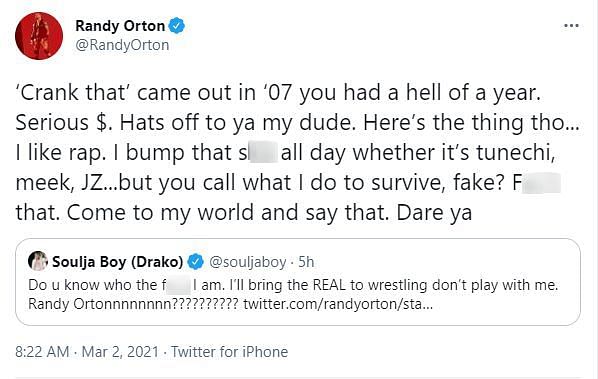 Randy Orton mocked Soulja Boy&#039;s accomplishments in the rap industry