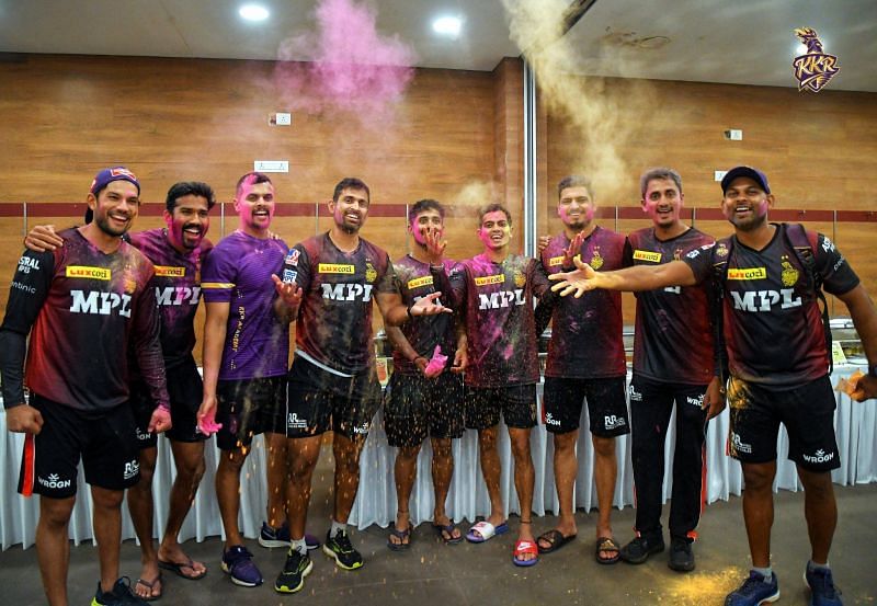 KKR players celebrate Holi (Source: KKR Twitter)