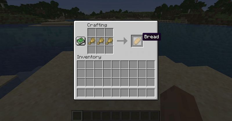 The crafting recipe for a piece of bread in Minecraft (Image via Minecraft)