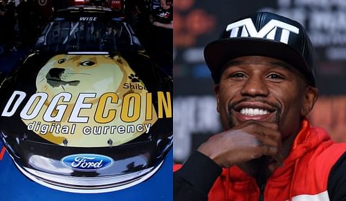 A Dogecoin advertisement and Floyd Mayweather