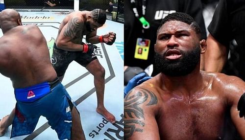 Derrick Lewis (left); Curtis Blaydes (center and right)