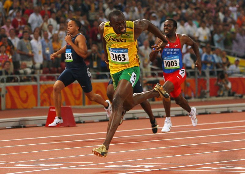 Usain Bolt during the 200m event race at the 2008 Beijin Olympics