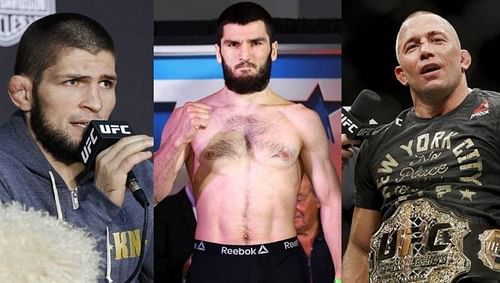 Khabib Nurmagomedov (left); Artur Beterbiev (center); Georges St-Pierre (right)