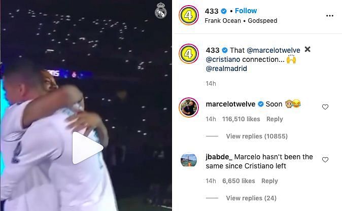 Marcelo commenting &#039;soon&#039; on the Instagram post