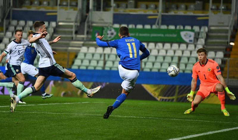 Domenico Berardi scores for Italy