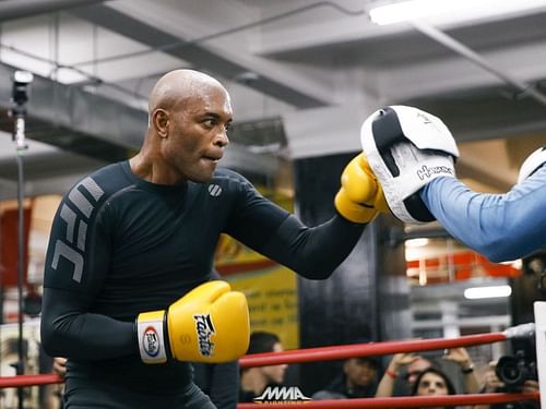 Former UFC champion Anderson Silva hitting pads