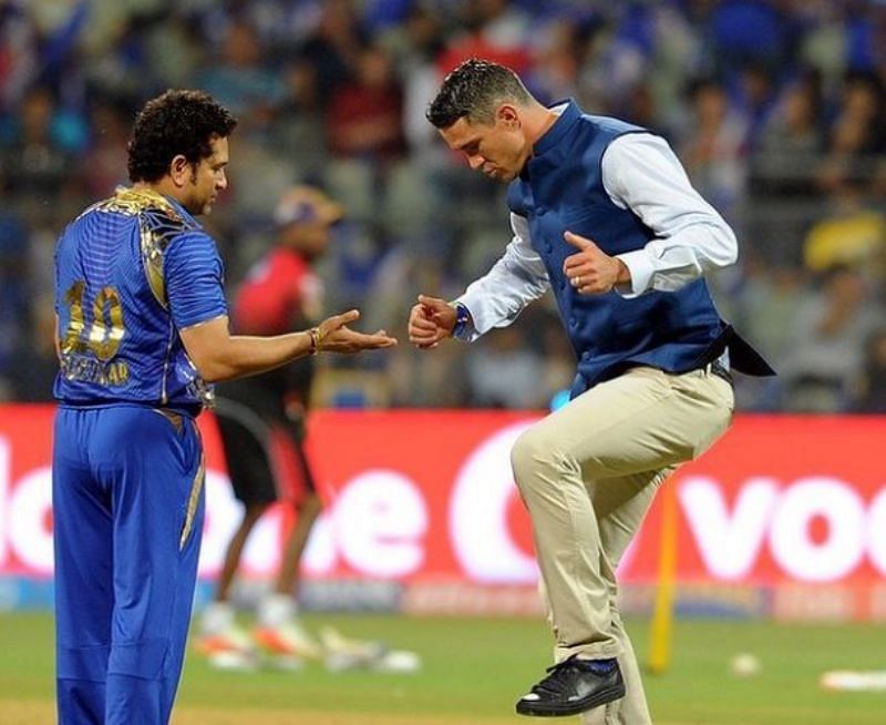 Sachin Tendulkar (L) and Kevin Pietersen. Pic: Kevin Pietersen/ Instragram