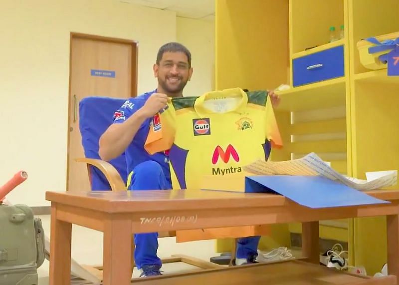 MS Dhoni reveals CSK&#039;s new IPL jersey (PC: CSK Twitter)