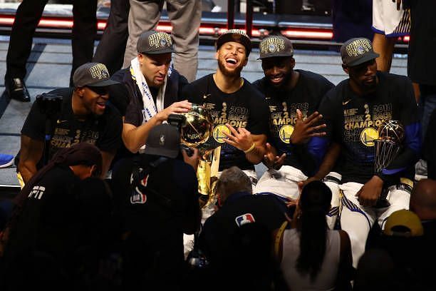 Stephen Curry and the Golden State Warriors celebrate their 2018 NBA title.