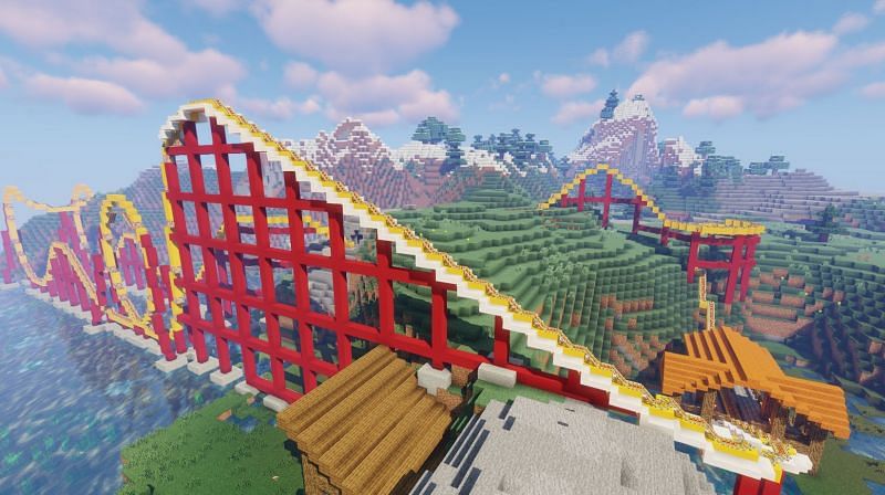  A super cool rollercoaster with useable loops (Image via u/pizza_burrit0 on Reddit)