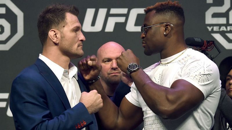 Stipe Miocic (left); Francis Ngannou (right)