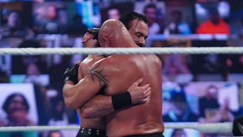 Drew McIntyre and Goldberg at Royal Rumble 2021