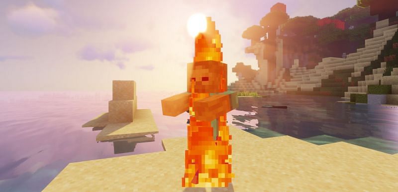 Shown: A Zombie being cleansed by the rays of the Sun (Image via Minecraft)