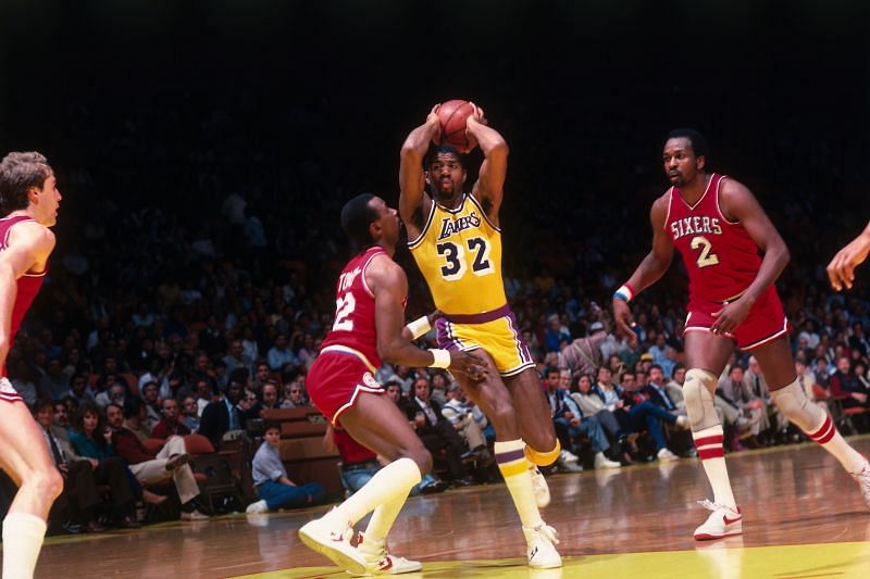 Magic Johnson against the Sixers.