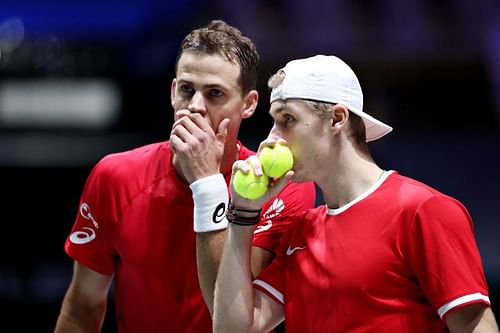 Vasek Pospisil (L) and Denis Shapovalov