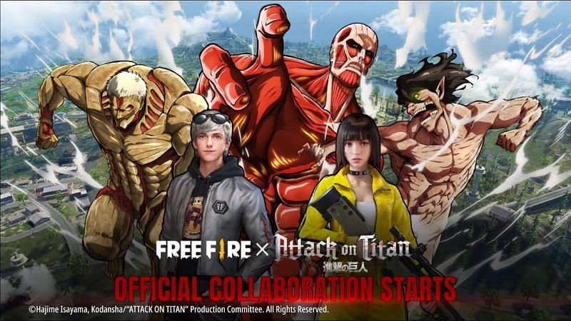Free Fire vai adicionar itens para fãs do anime Attack on Titan