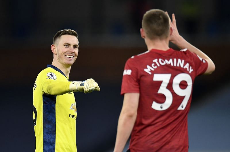 A welcome introduction to the Manchester derby for Dean Henderson (left)