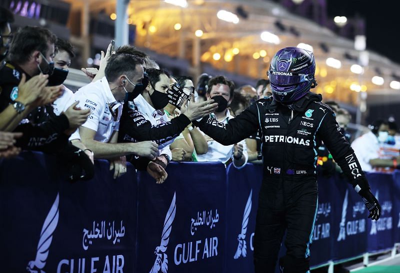 Lewis Hamilton landed the first blow in the 2021 championship fight. Photo: Mark Thompson/Getty Images